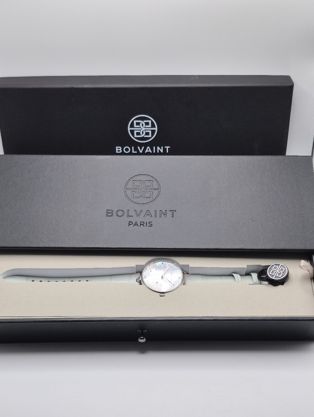 Bolvaint Paris Loght Mint Genuine Leather Strap Watch Japan New With Tags Mop
